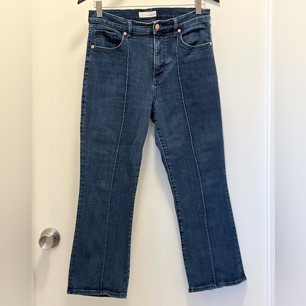 LOFT Dark Blue High-Rise Wide Leg Jeans